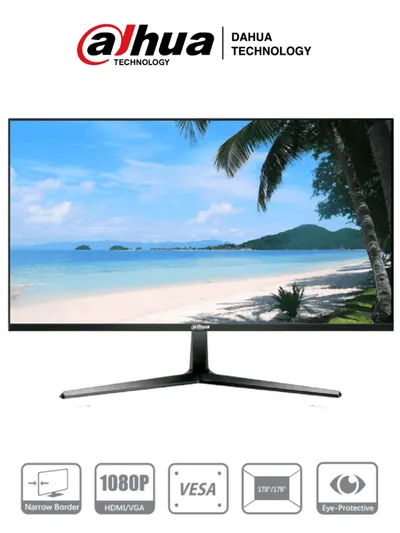 DAHUA DHI-LM27-B200 - Monitor de 27 Pulgadas/ Full HD/ Especial para Videovigilancia/ Ideal para trabajo 24/7/ Marco Ultra Delgado/ Angulo de 178 Grados de Visualización/ Entrada HDMI&VGA/ VESA/