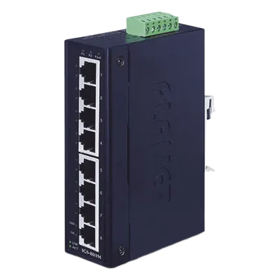 Switch Industrial Administrable / 8 Puertos Gigabit / Capa 2 / Doble Alimentación Redundante / Temperatura -40 a 75°C / Alarma por Relé