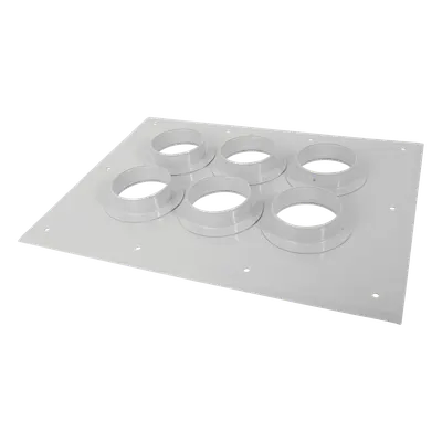 Placa Pasamuro / 6 Puertos / Botas 4" (101.6 mm) / Aluminio / IP66 / 17.50 x 23.00 in