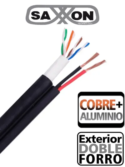 Bobina de cable siamés SAXXON OUTP5ECCAEXT2E Cat5e para exterior