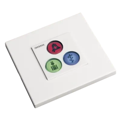 Módulo de Botones para Sistema de Llamadas / 3 Teclas Iluminadas / Retroalimentación Táctil y Audible / BUS RS485 / 12 V / Empotrado o Superficie