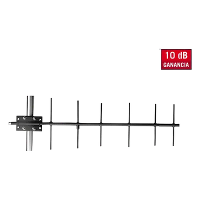 Antena base UHF direccional / 406-430 MHz / 10 dBd / 6 elementos Yagi / 150W / N hembra / Boom 40' (12.2 m)