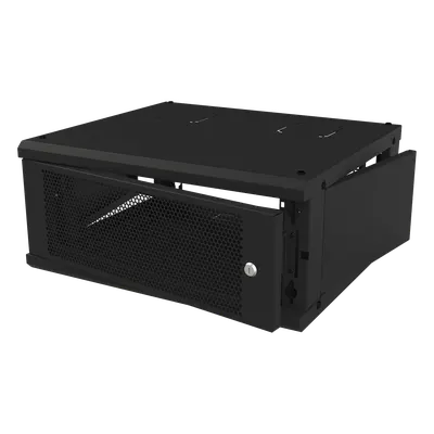 Gabinete de Pared Fijo, Con 4 Unidades de Rack, de 19 in, Fabricado en Acero, Puerta Perforada. 