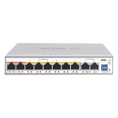 Switch PoE No administrable / Gestión Cloud / PoE de Largo Alcance Hasta 250m / 8 Puertos PoE 10/100Mbps (Puerto 1 Hasta 60W, Puertos 2 al 8 Hasta 30W) + 2 Puertos Gigabit Uplink / Presupuesto 120 W / Plug and Play