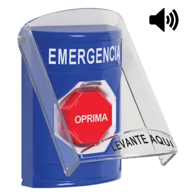 Botón de emergencia STI SS24A2EM-ES con tapa y prealarma