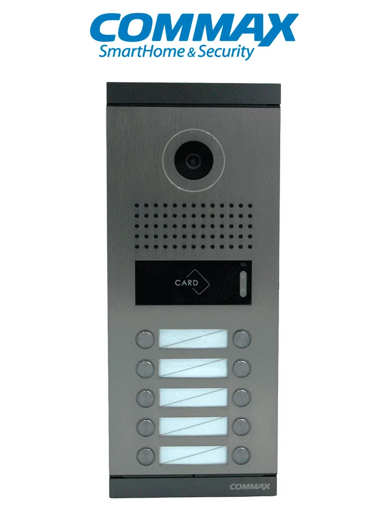 COMMAX DRC10MLRF1 - Frente de Calle Departamental para 10 Monitores con Conexión Directa de 4 Hilos y Apertura con Tarjeta Mifare o Monitor