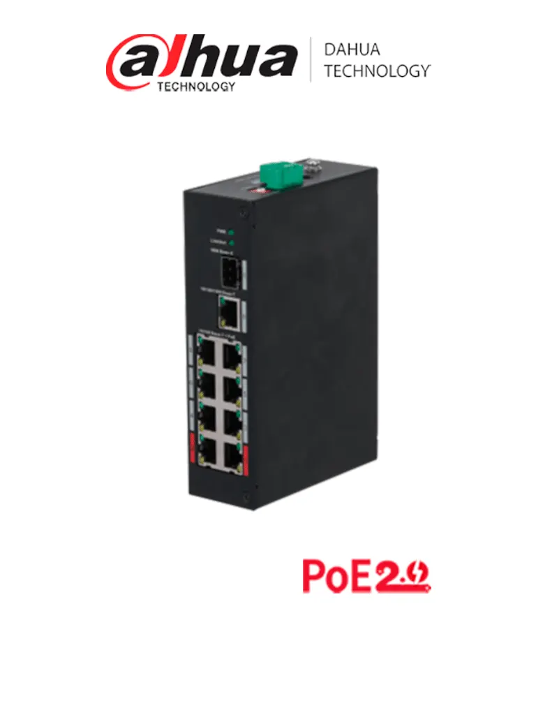 Switch PoE Dahua DH-PFS3110-8ET-96 con 8 puertos PoE y SFP