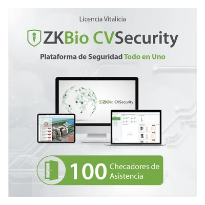 Licencia de Software / Gestión de 100 Dispositivos / Control de Tiempo y Asistencia / Compatible InBioPro-InBio-APX-Green Label