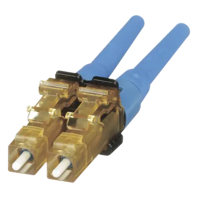 Conector de Fibra Óptica LC Duplex OptiCam, Monomodo 9/125 OS2, Pre-pulido, Color Azul