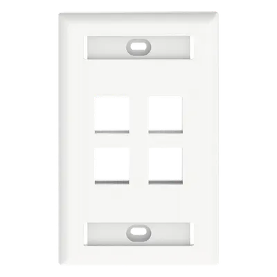 Placa de pared Panduit NK4FWHY para 4 módulos Keystone con etiquetas