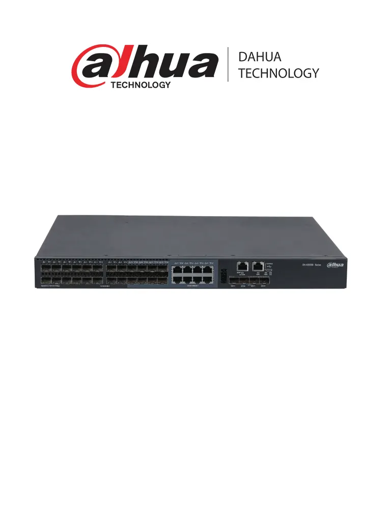 DAHUA AS5600-24GF4XF - Switch Administrable Capa 3 con Capacidad de 24 puertos SFP Gigabit/ 8 Puertos Combo RJ45&SFP/  2 Puertos RJ45 10/100/1000 Mbps/ 4 Puertos Uplink SFP 10G