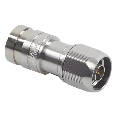 Conector N Macho de Compresion, en linea para LMR-400, CNT-400, RG-8/U, RF-400, Plata/Oro/Teflón.