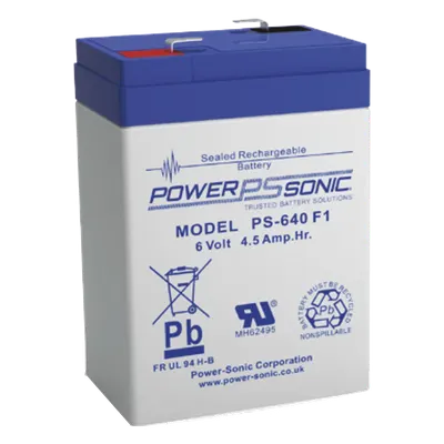 Batería de respaldo POWER SONIC PS-640-F1 AGM de 6 V y 4.5 Ah