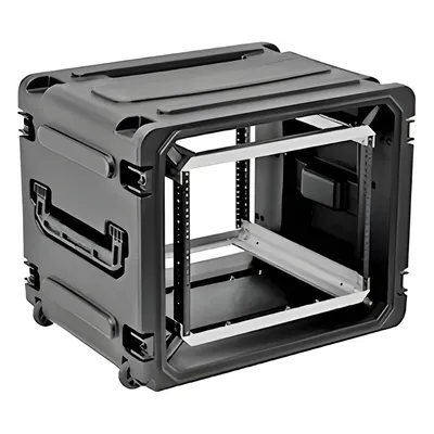 Gabinete Móvil con Amortiguador / Rack 19" / 8U / Ruedas Integradas / Resistente a Golpes y Agua / Pestillos Antipolvo