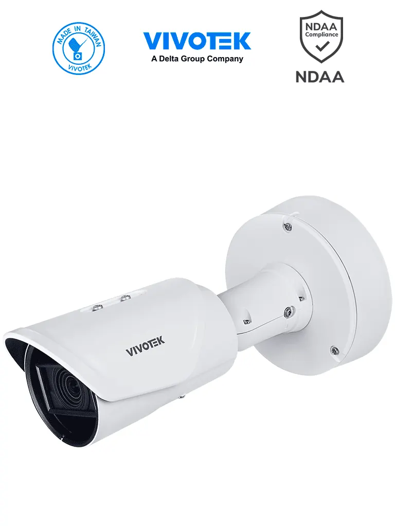 VIVOTEK IB9391-EHTV-v2 - Cámara IP Bullet Exterior 8 Megapixele 4K, Lente varifocal 4.4-10.2mm, Luz IR Smart 50mts, WDR Pro, Analiticas Smart VCA, Deep Search, SNV II, Ciberprotección, Audio, DI/DO, IP67, IK10, NEMA 4x, ONVIF, NDAA