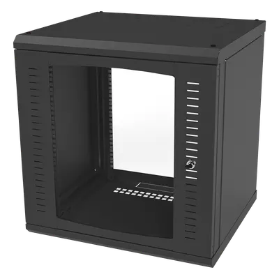 Gabinete de Pared para Rack 19in / 12 Unidades / Carga 100 kg / Puerta Cristal Templado / Postes Ajustables