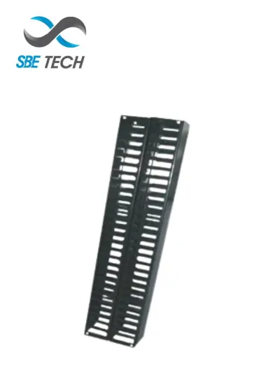 SBE TECH SBE-OV20UR - Organizador de cable vertical de 20 UR con PVC negro y cubierta antideslizante