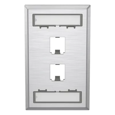 Placa de pared PANDUIT CFPL2SY de acero inoxidable con 2 puertos Mini-Com