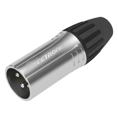Conector de cable XLR Macho / Carcasa cromada perlada / Contactos plateados / Abrazaderas 3.5-8 mm / Diseño sin anillo