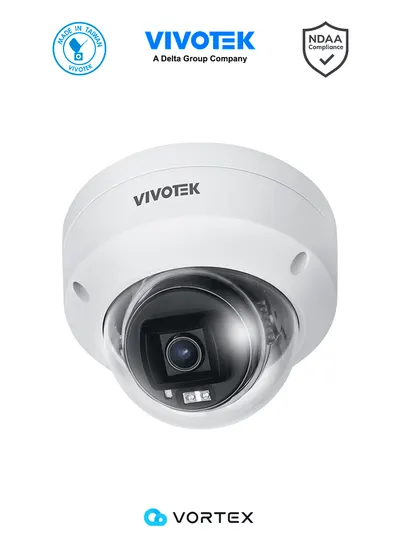 VIVOTEK FD830-HV(1Y) - Camara IP Domo Vortex Essential Series, 5 Megapixeles, IR 30mts , WDR Pro, Lente Fijo 2.8 mm , Basic AI, Think Search, Protección IP66, IK10, NDAA, Almacenamiento interno 256GB