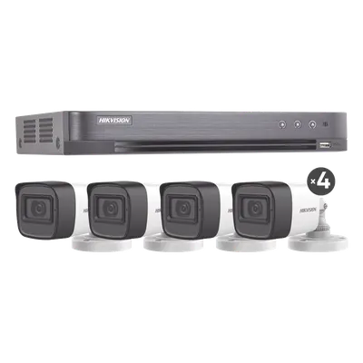 Kit de Videovigilancia TurboHD / 5 Megapixel / DVR 8 Canales / 4 Cámaras Bala con Audio / IR 30 m (98.4 ft) / IP67 / Lente 2.8 mm