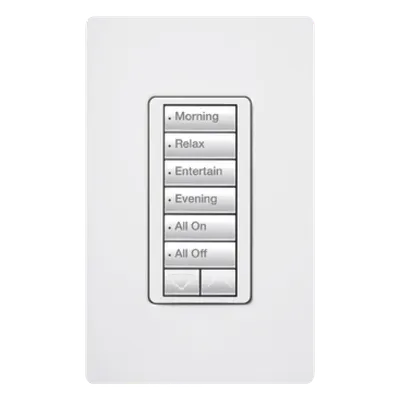 Teclado híbrido Lutron RRDHN6BRLWH de 6 botones con atenuador