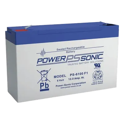 Batería de respaldo Power Sonic PS-6100-F2 AGM de 6 V y 12 Ah