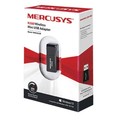 Adaptador USB Wi-Fi Mercusys MW300UM de hasta 300 Mbps