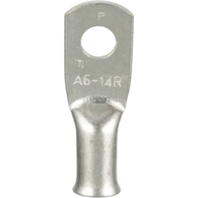 Terminal de Anillo No Aislada Tubular Calibre 6 AWG Perno 1/4", Bolsa c/100 pzas.