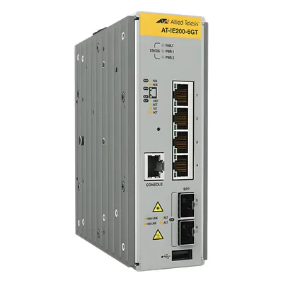 Switch industrial Allied Telesis AT-IE200-6GT-80 con 4 puertos Gigabit