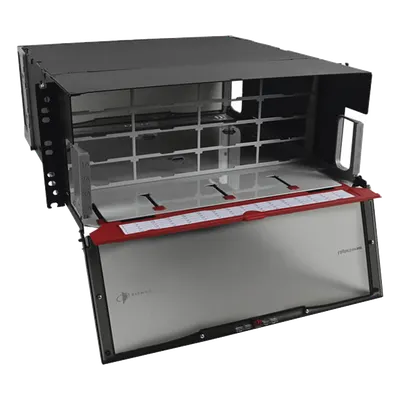 Distribuidor de Fibra Óptica de Alta Densidad / 4 UR / 16 Placas Plug and Play / Hasta 384 Fibras / Rack 19" (48.26 cm)