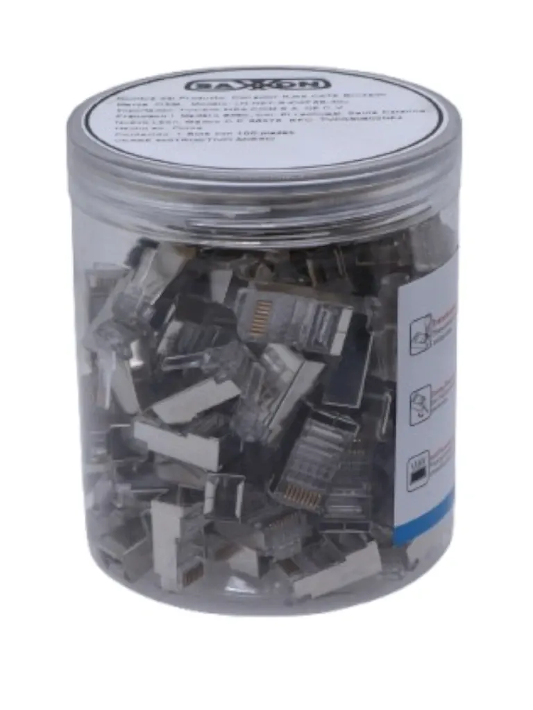 TCE LN-NET-RJCAT6B-30u - 100 Piezas / Plug Modular RJ45 Cat6 Blindado, Chapado en Oro 30 Micras, Alta Velocidad, Conector 8P8C para Redes Ethernet y Cableado Estructurado