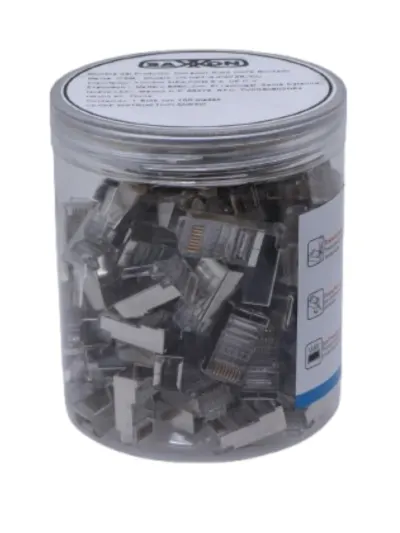 TCE LN-NET-RJCAT6B-30u - 100 Piezas / Plug Modular RJ45 Cat6 Blindado, Chapado en Oro 30 Micras, Alta Velocidad, Conector 8P8C para Redes Ethernet y Cableado Estructurado