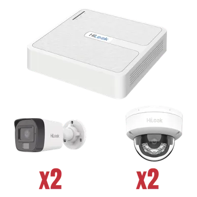 Kit de videovigilancia IP HiLook KIP2MP/2B2D con 4 cámaras 1080p