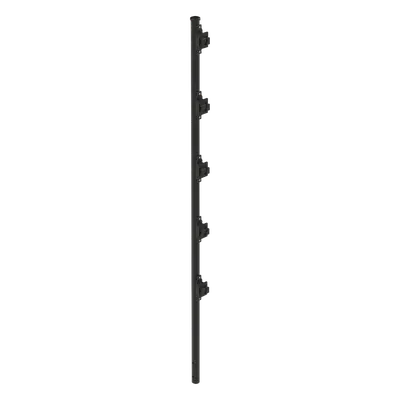 Poste para Cerca Electrificada / Acero Galvanizado Cal. 18 / 1.2 m (3.9 ft) / 5 Aisladores de Paso / Pintura Electrostática Negra / Fijación en Concreto