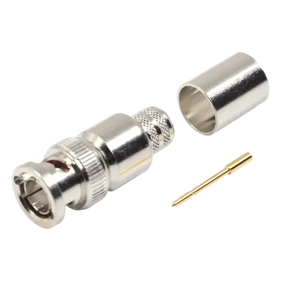 Conector BNC Macho / 75 Ohm / Anillo Plegable / Cable RG-11/U y 8238 / Níquel y Oro / Teflón