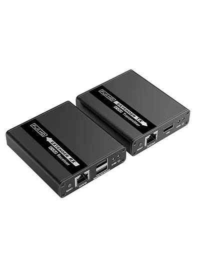 SAXXON LKV223KVM - Kit Extensor KVM de Video HDMI y Puerto USB/ 1080P @ 60 Hz/ HDR/ Hasta 70 metros con Cat6/6A/7/ Cero latencia/ Loop HDMI en Transmisor/ Salida de audio/ Función EDID/