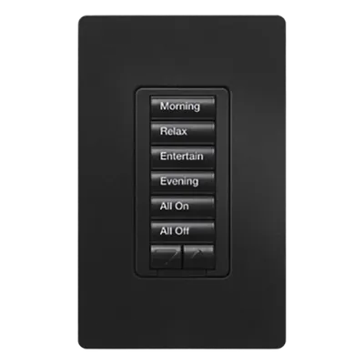 Teclado híbrido RadioRA 2 / 6 botones + subir-bajar / Dimmer 120 V, 450 W / 2 hilos o neutro / Negro