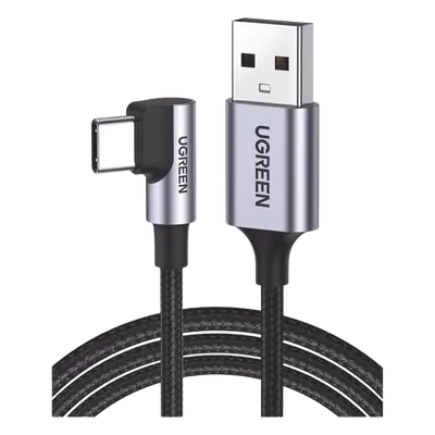 Cable USB-A a USB-C / Conector 90° / Carga Rápida 60W / Transferencia 480 Mbps / Nylon Trenzado / 1 m (3.3 ft)