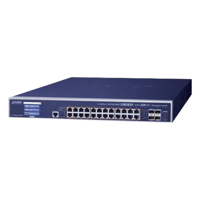 Switch Administrable Capa 3 / 24 Puertos Gigabit PoE++ 802.3bt 75 W / 600 W PoE Total / 4 Puertos 10G SFP+ / Pantalla Táctil LCD / Fuente Redundante CA/CC