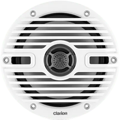 Par de Altavoces náuticos Clarion® CMS 6.5" / 30 W RMS / 4 Ohmios / 87 dB / 55 Hz-20 KHz / RGB LED / Blanco y Negro Clásico