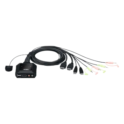 Conmutador KVM / 2 Puertos / HDMI 4K 60 Hz / DCI 4096x2160 / HDCP 2.2 / Audio 3.5 mm / USB 2.0